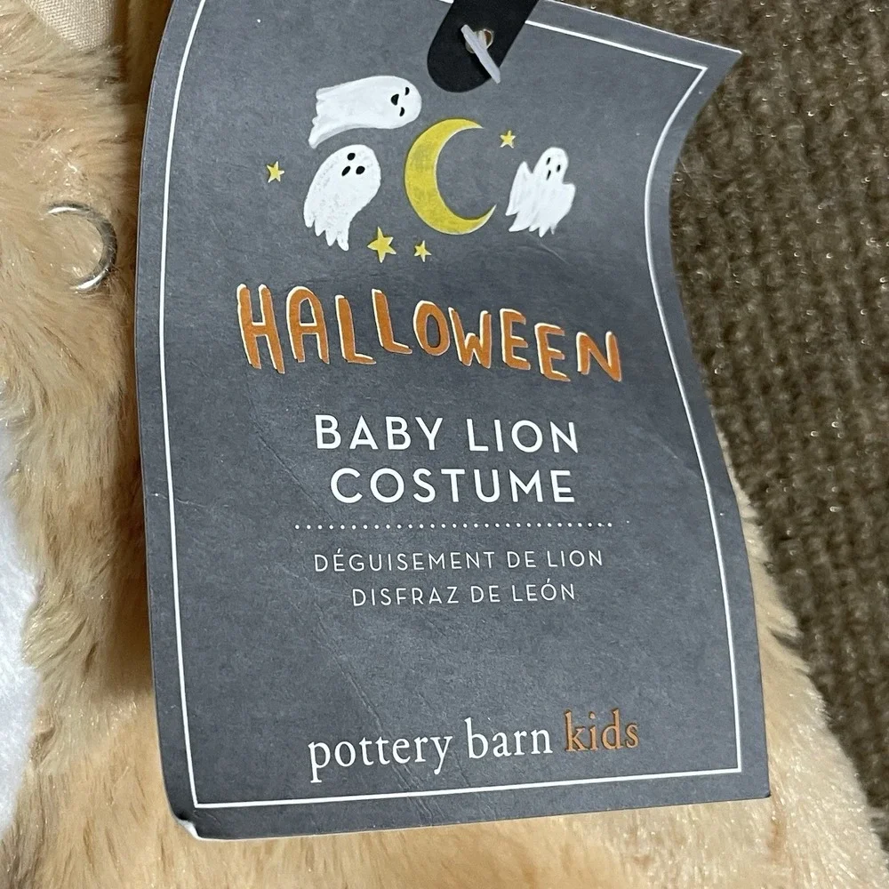Pottery Barn‎ Kids Lion Costume 0-6 Mo Tan Plush Faux Fur Halloween Jumpsuit - Picture 3 of 7